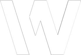 Large, bold, white letter W with diagonal lines extending from the top and bottom, resembling a stylized or geometric design, on a light gray background.